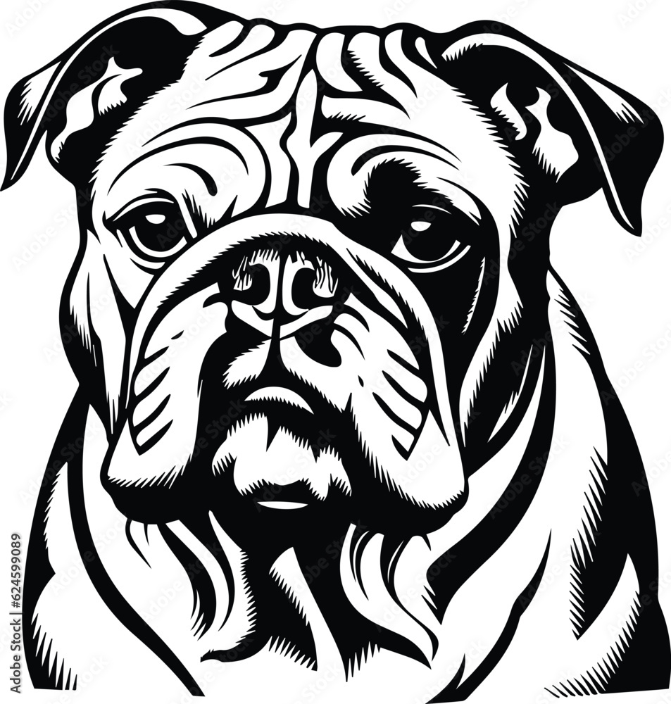 Bulldog Logo Monochrome Design Style