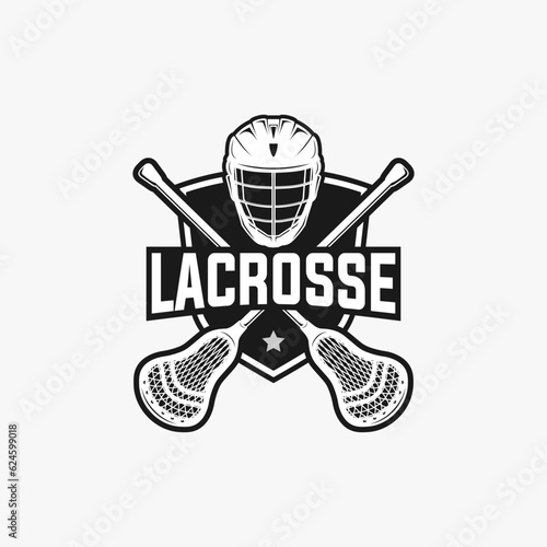 Lacrosse team logo template. sport vector graphic illustration.