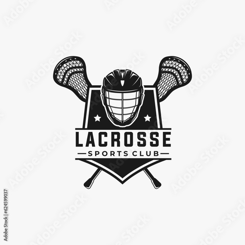 Lacrosse team logo template. sport vector graphic illustration.