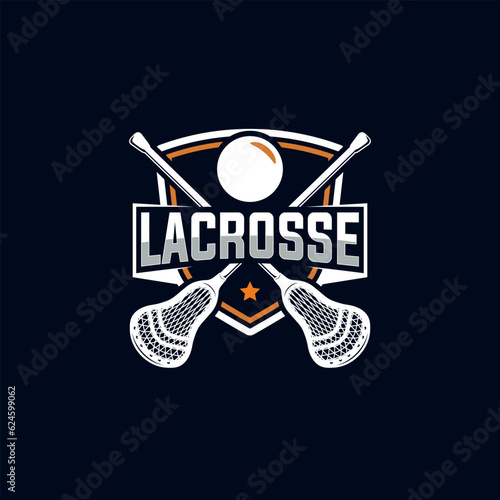 Lacrosse team logo template. sport vector graphic illustration.