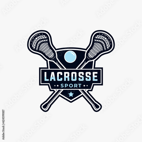 Lacrosse team logo template. sport vector graphic illustration.
