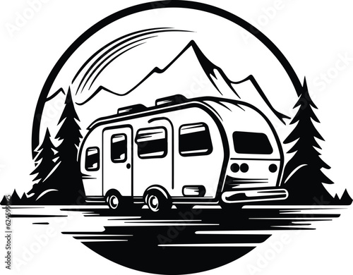 Camper Logo Monochrome Design Style