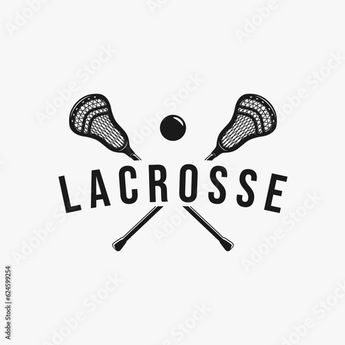 Lacrosse team logo template. sport vector graphic illustration.
