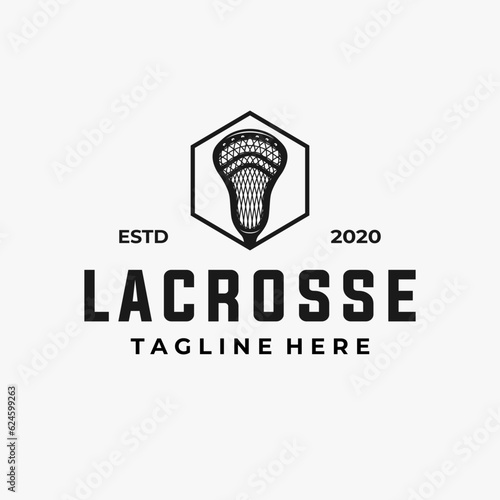 Lacrosse team logo template. sport vector graphic illustration.