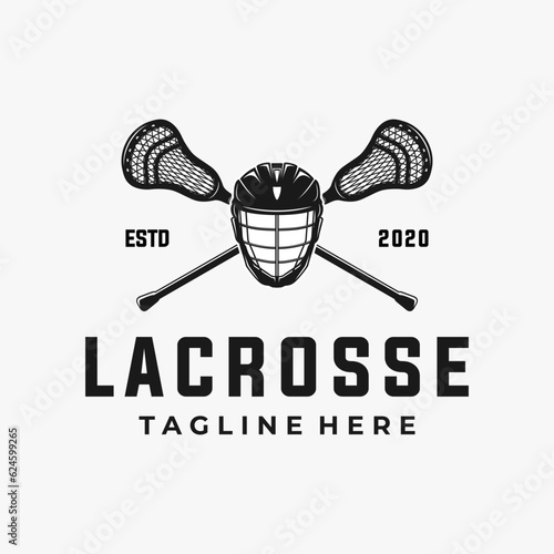 Lacrosse team logo template. sport vector graphic illustration.