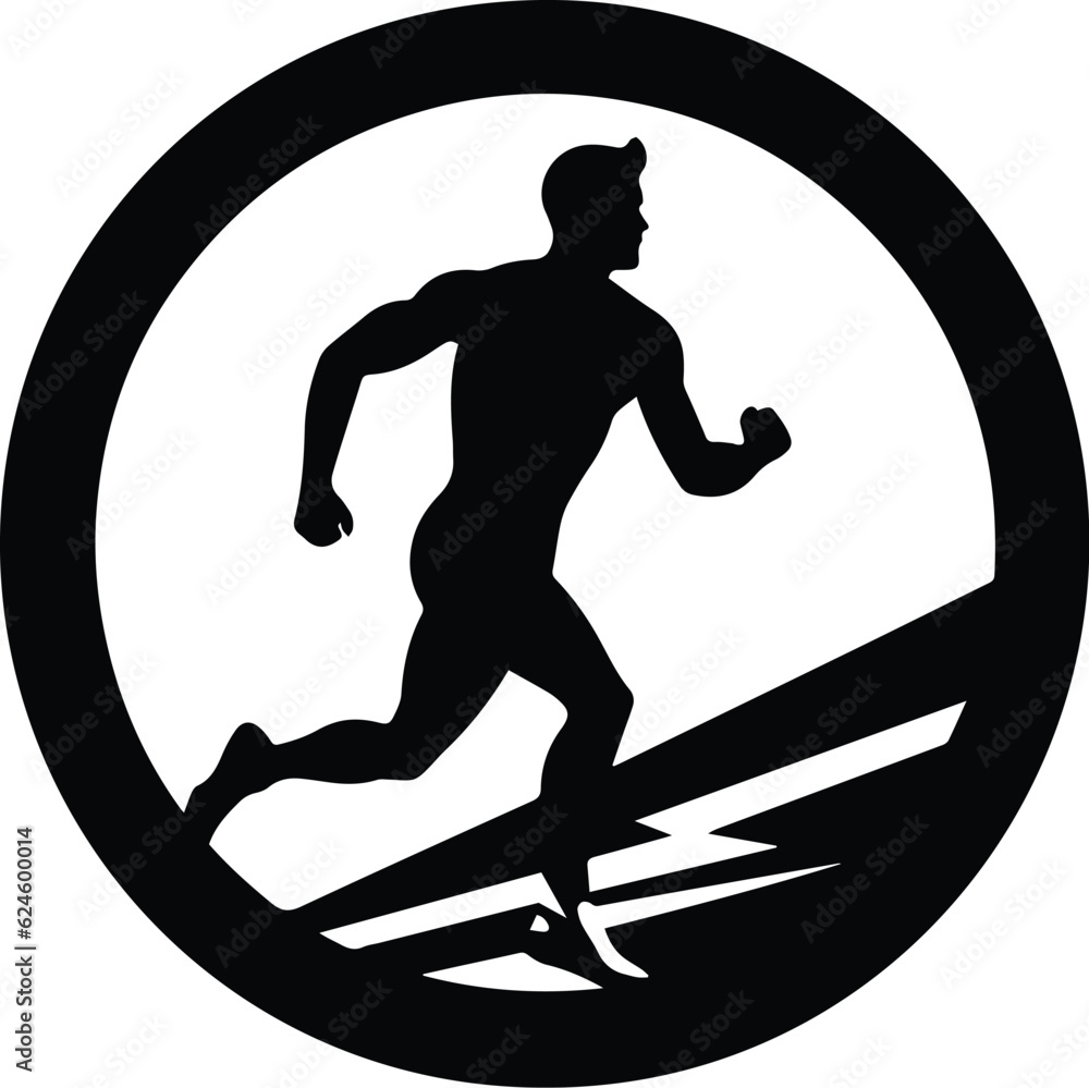 Jogging Logo Monochrome Design Style