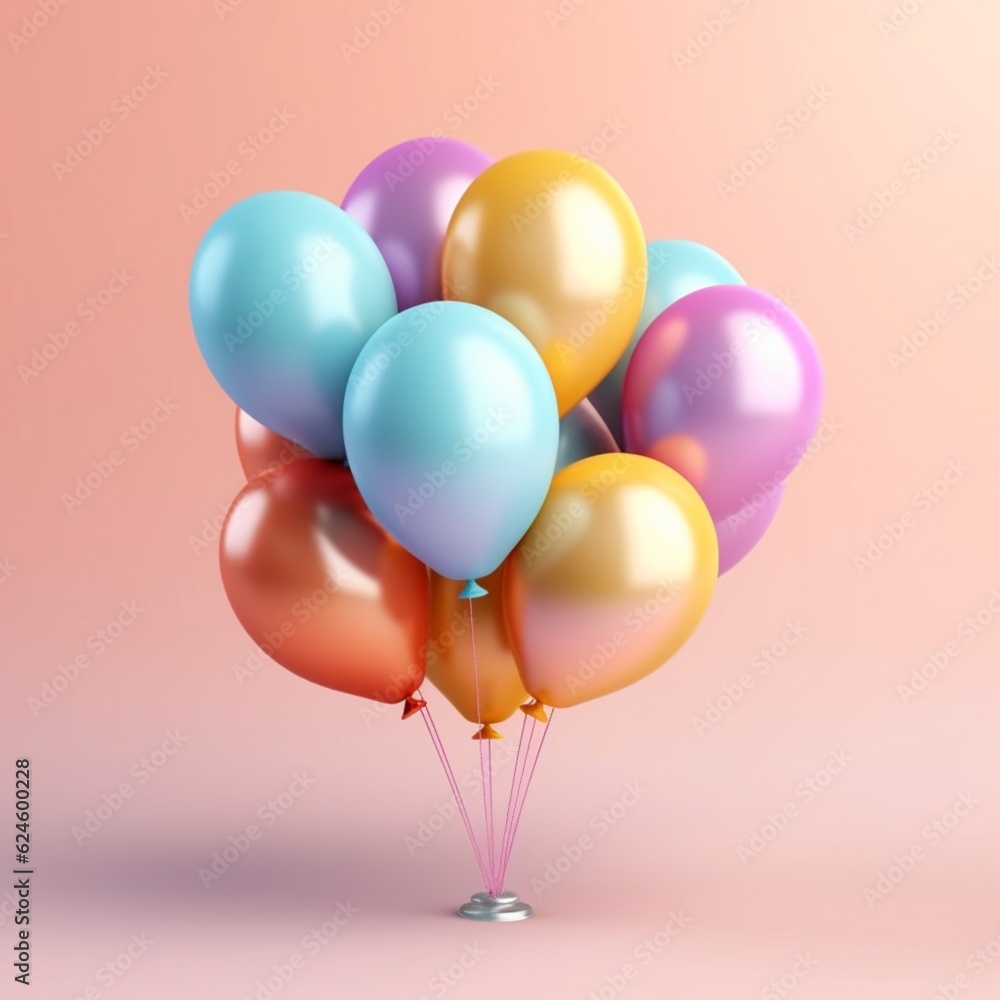 Balloon fly cartoon illustration, AI Generated