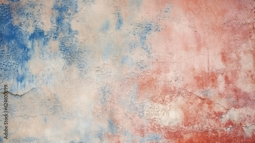 Tonal painted concrete wall with light red and dark blue backdrop © M.Gierczyk