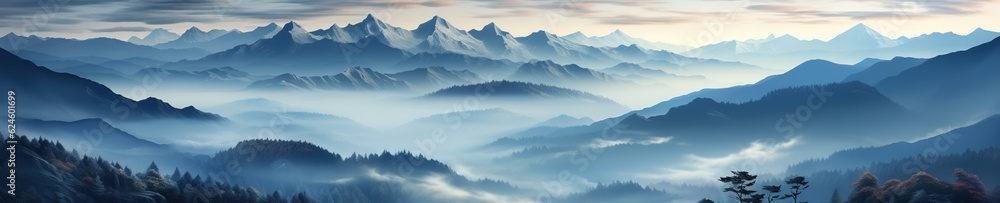 panorama of mountains in the morning