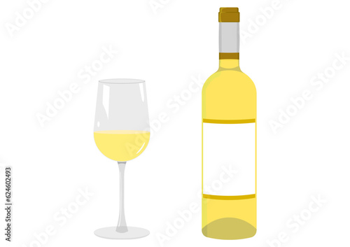 ワインボトルからグラスに注いだ白ワイン