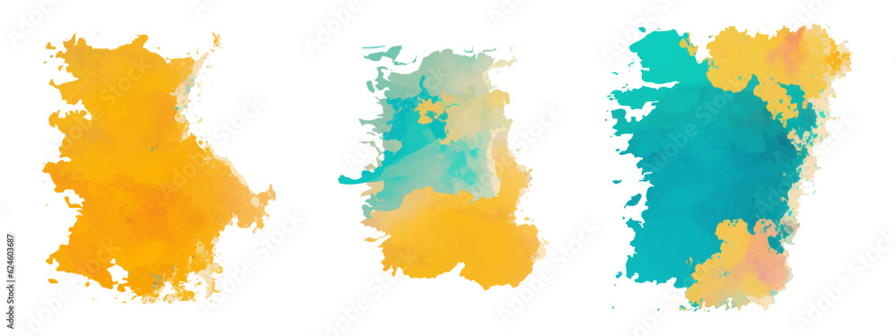  colorful watercolor vector stains; background for texts Transparent background.
