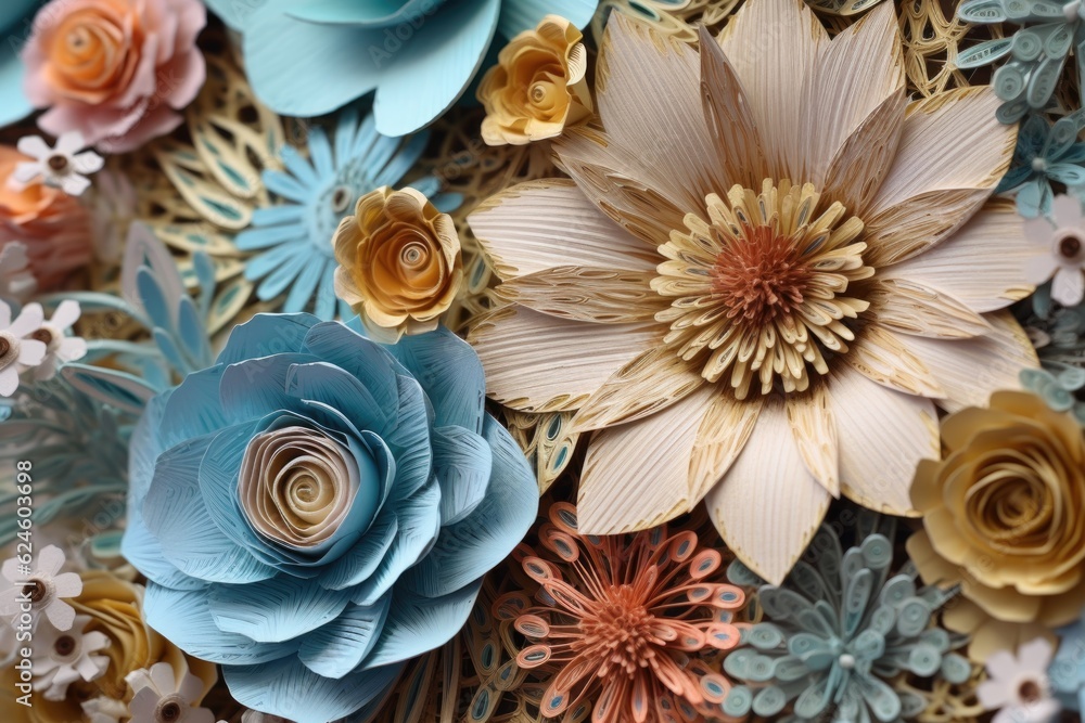 close-up of intricate 3d paper flower details, created with generative ai close-up of intricate 3d paper flower details, created with generative ai