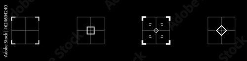 Obraz na płótnie Cyberpunk style rectangle aim set. HUD cyber targets, aims, sights, and crosshairs. A pack of GUI futuristic targets. Collection of cyberpunk style vector design elements. w salonie