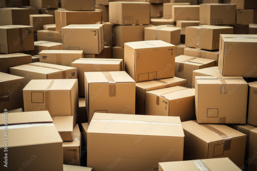 Several cardboard boxes ready to be recycled. Sustainable environment. Generative AI Several cardboard boxes ready to be recycled. Sustainable environment. Generative AI