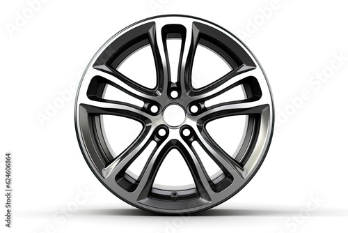 Shiny new car wheel isolated on white background