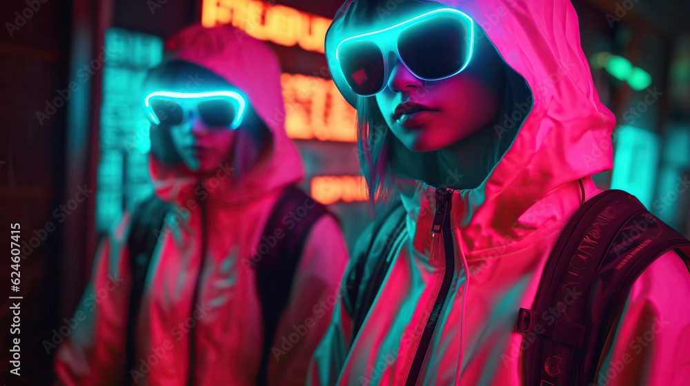 neon cybernetic streetwear fashion illustration neon cybernetic streetwear fashion illustration