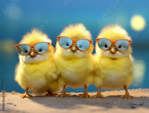 Chick yellow chicken feather poultry garden sunglasses animal farming young bird little small