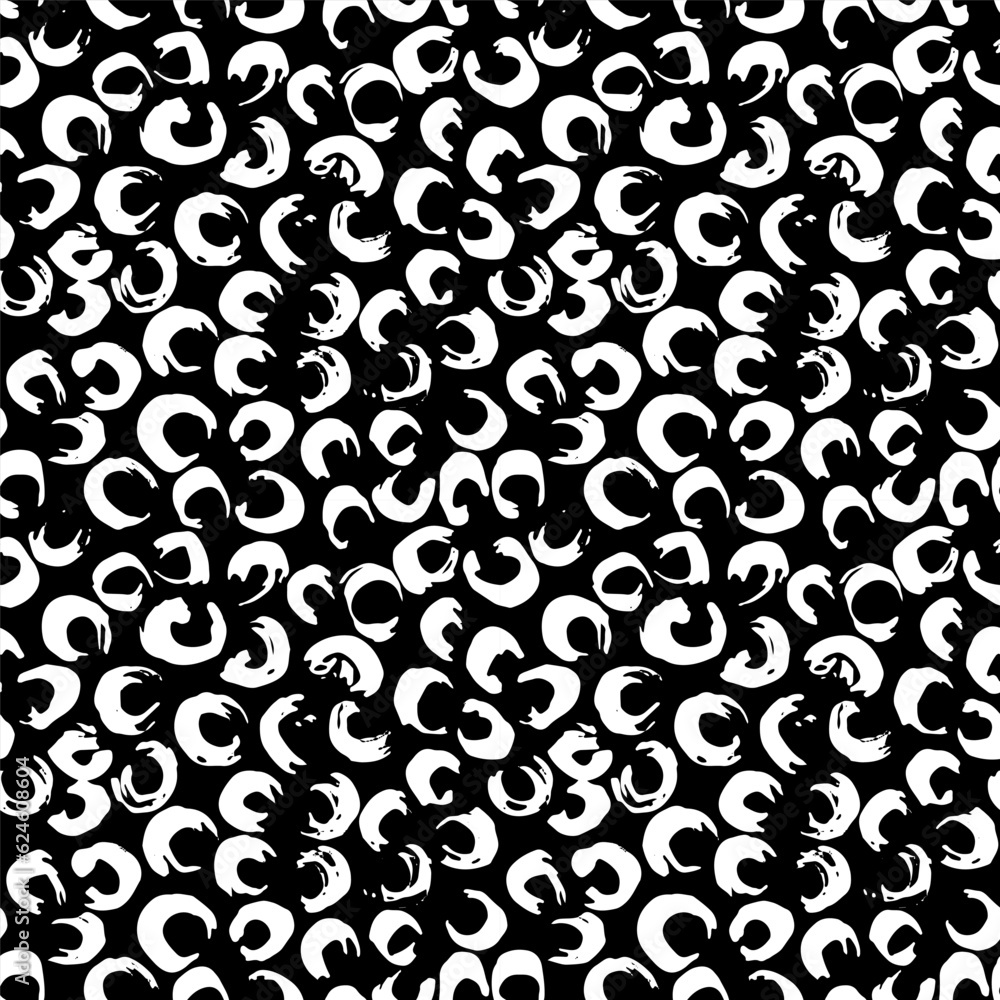 Grunge Sketch Hand Drawn Brush Circles Vector Seamless Pattern