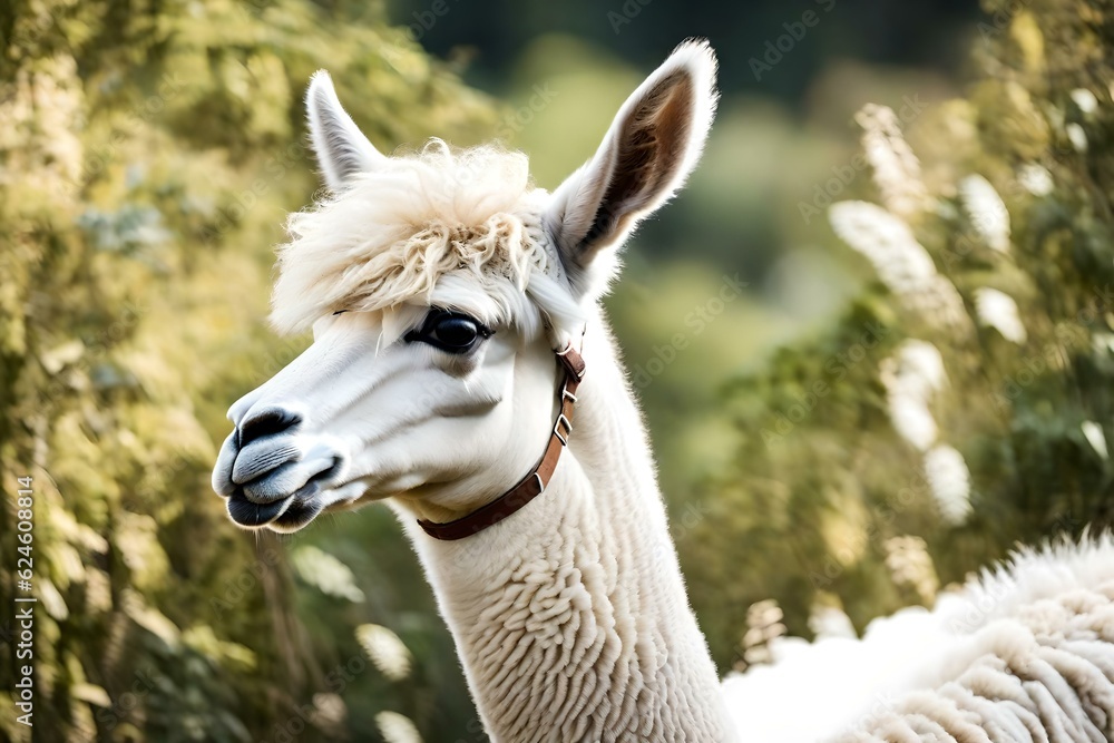 close up of a white alpaca
Created using generative AI tools
