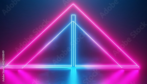 Energetic futuristic backdrop Abstract 3D render, neon lines in pink and blue, UV glow