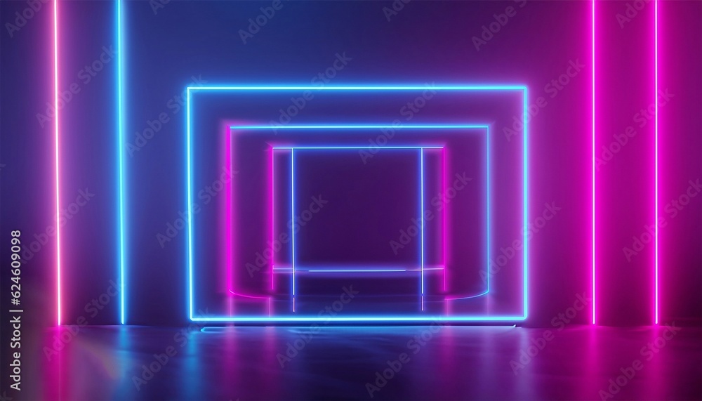 Futuristic cyberpunk wallpaper Neon lines rise, glow in UV spectrum, abstract 3D render Futuristic cyberpunk wallpaper Neon lines rise, glow in UV spectrum, abstract 3D render