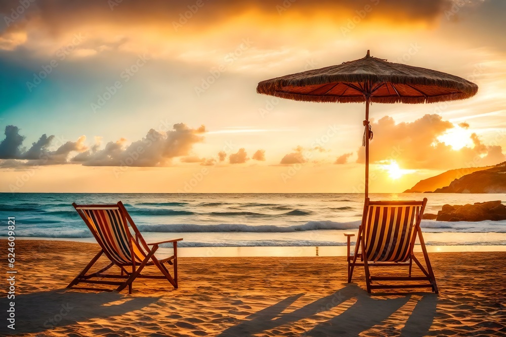 beach chairs and umbrellas on the beach beach chairs and umbrellas on the beach