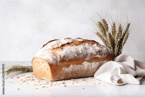 White Toastbread with wheat flour on a white background photo