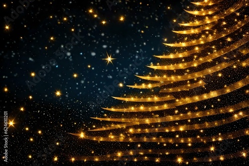 golden christmas tree with stars Created using generative AI tools