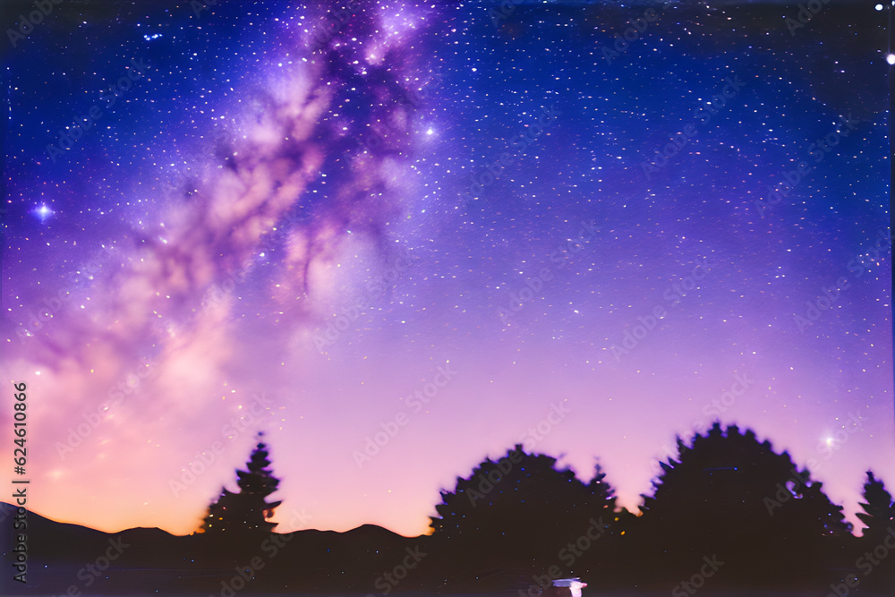 polaroid style a lot of stars in the-beautiful night sky. Generative AI