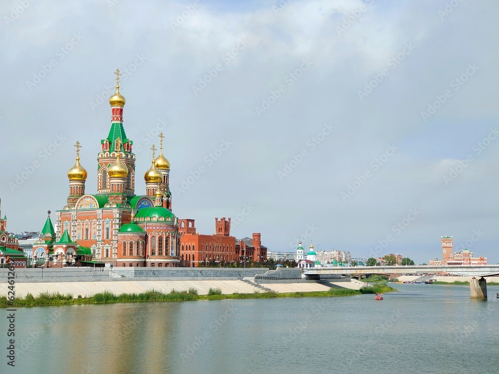 Yoshkar-Ola, Republic of Mari El, Russia - 08.20.2021.  Cathedral of the Annunciation of the Most Holy Theotokos