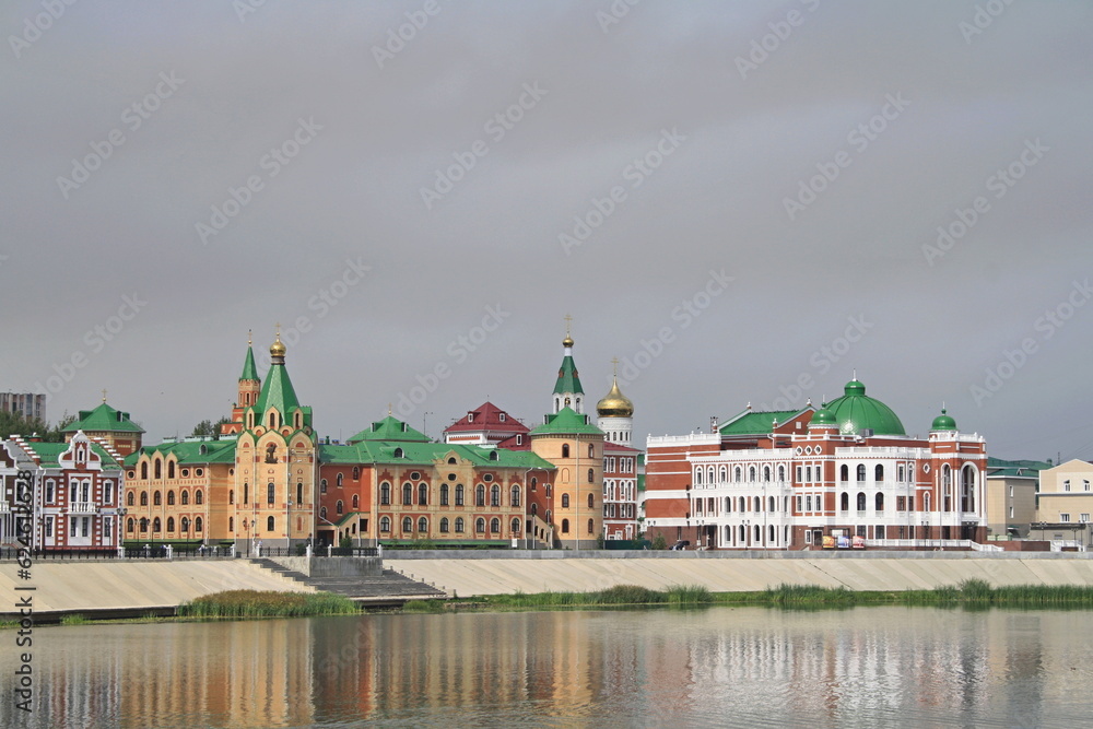 Fototapeta premium Yoshkar-Ola, Republic of Mari El, Russia - 08.20.2021. Buildings on the Amsterdam waterfront