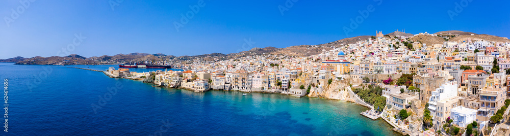 Vaporia district of Ermoupoli town on Syros island. Vaporia district of Ermoupoli town on Syros island.