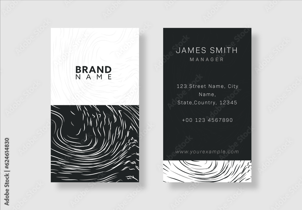 Vertical Business Card Template with Double-Side in Black and White ...