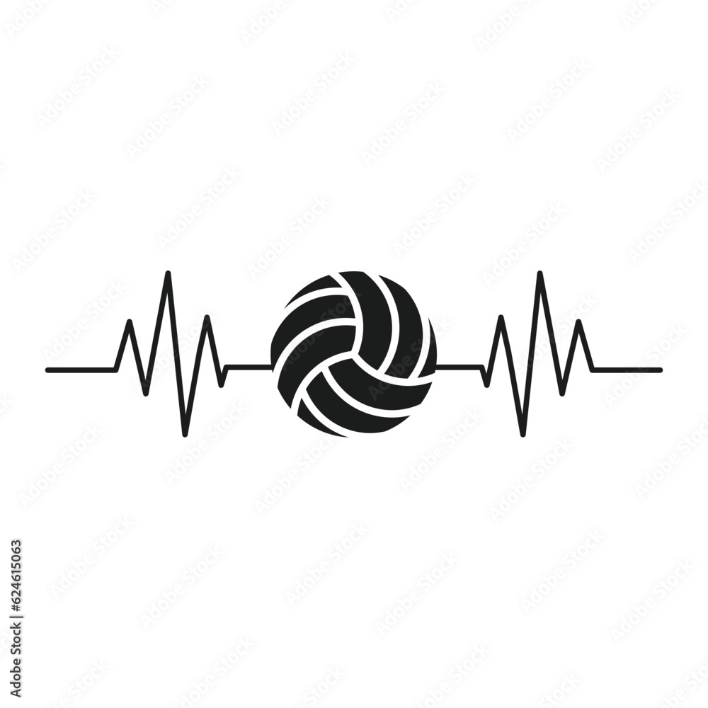 Volleyball with life line silhouette, Volleyball Vector, Volleyball illustration, Sports Vector