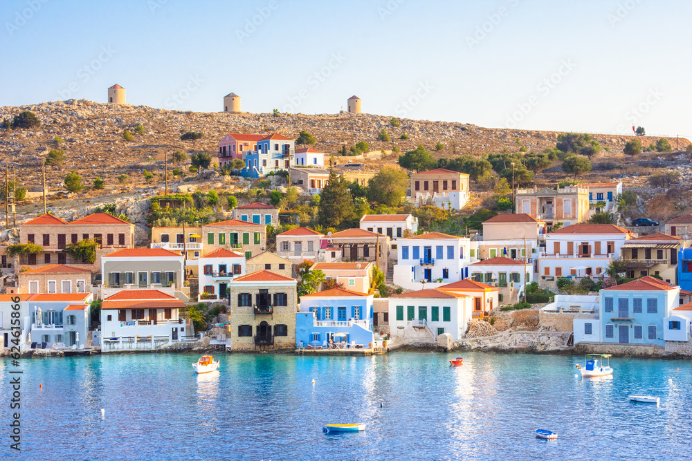 Chalki island, one of the most charmy Dodecanese islands of Greece, close to Rhodes.