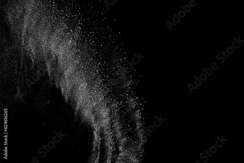 Distressed white grainy texture. Dust overlay textured. Grain noise particles. Rusted black background. Vector illustration. EPS 10.  