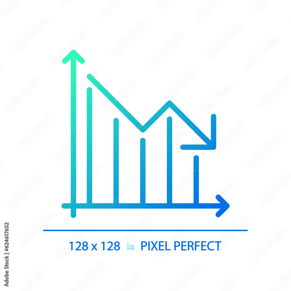Decrease graph gradient linear vector icon. Arrow going down. Money ...