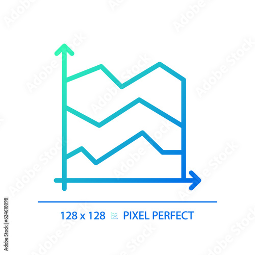 Area chart gradient linear vector icon. Revenue management. Temperature change. Data presentation. Infographic element. Thin line color symbol. Modern style pictogram. Vector isolated outline drawing