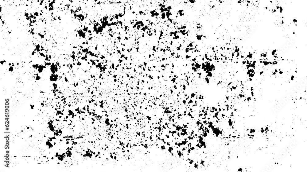 Fototapeta premium BLACK chaotic spots texture background. Dust, rubbish, dirt isolated on white background. 