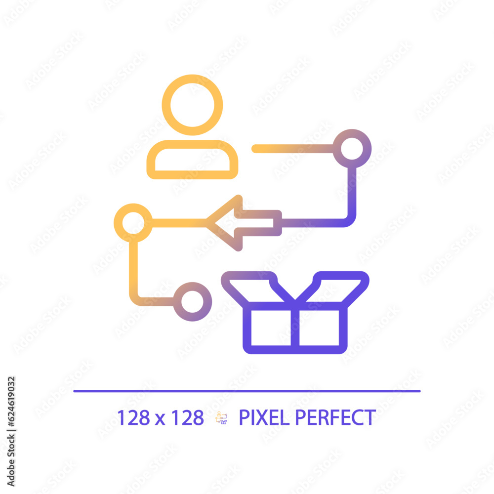 Pixel perfect gradient track goods icon, isolated vector, product management thin line illustration. Pixel perfect gradient track goods icon, isolated vector, product management thin line illustration.