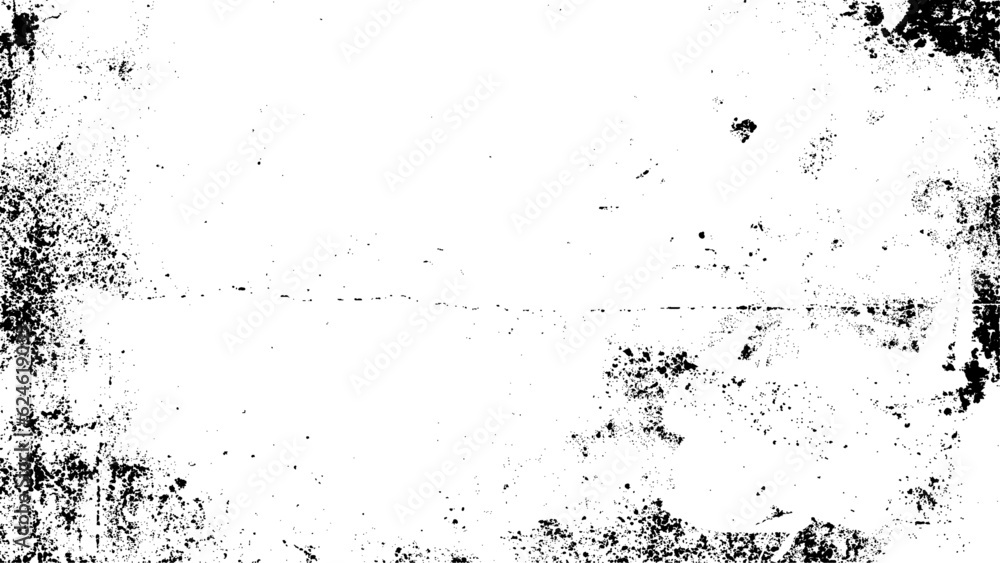 Black blobs isolated on white. Ink splash. Brushes droplets. Grainy texture background. Digitally generated image.