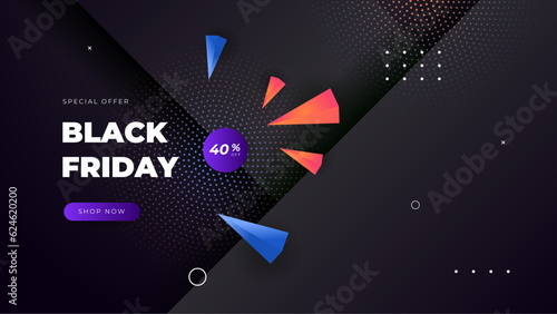 black friday sale abstract polygonal black and purple background banner design