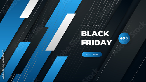Black friday sale vector banner. Shop now. Online shopping template