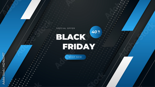 black friday blue and black abstract banner design