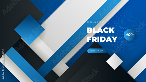 Black friday sale vector banner. Shop now. Online shopping template