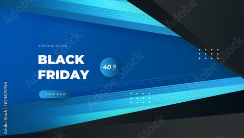 Black Friday sale typographic design. Blue background for seasonal discount offer