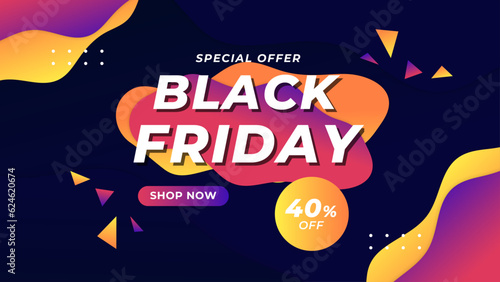 Black Friday Sale Colorful Background. Vector Banner with Abstrzct Geometric Shapes and Creative