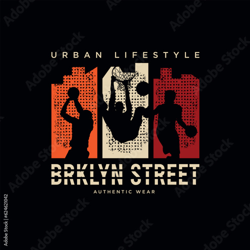 vector illustration basketball in Brooklyn street. Sport typography, t-shirt graphics, poster, banner, flyer, print and postcard,etc
