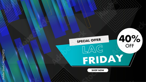 Black friday special offer. Social media web banner for shopping, sale, product promotion. Background for website and mobile app banner, email. Vector illustration in black, yellow and red colors.