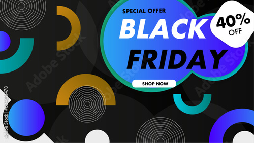 Black friday special offer. Social media web banner for shopping  sale  product promotion. Background for website and mobile app banner  email. Vector illustration in black  yellow and red colors.
